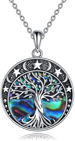 YAFEINI Collana Albero Della vita Collana con Ciondolo Nodo Celtico in Pietra di Luna in Argento Sterling 925 per Gioielli da Donna