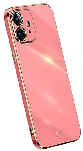 Topme Silicone Case for iPhone 12 mini (5.4 Inches), [gold Edge Style Phone Case] - Red