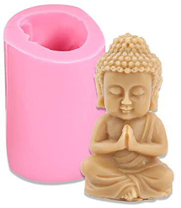 Cestony Moldes de silicona para velas en forma de Buda 3D para hacer velas, pilar de resina, velas de yeso, cera de arcilla, adorno de coche, estatua de resina fresca (B)