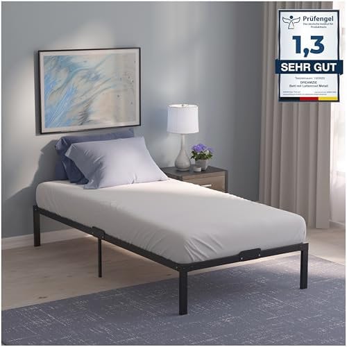 Dreamzie Bett 80x190 mit Lattenrost Metall 41cm Metallrahmenbett 80x190 Robust, Leichte Montage, Umfangreicher Stauraum