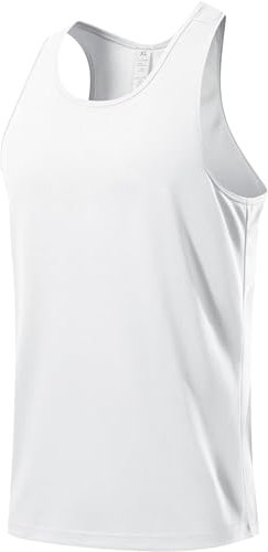 USUN Herren Kompressionsshirt Sports Tank Top Ärmelloses Funktionsshirt Laufshirt Y-Back Gym Fitness Trägershirt Herren Sport Tank Top Muskelshirt Funktionelle Quick-Dry Gym Shirt(White-XL)