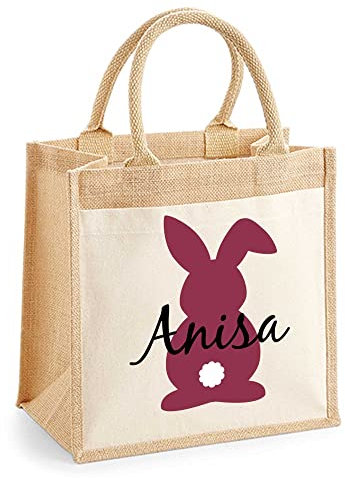 Osterkorb Ostergeschenke Kinder - Osternest für klein und groß personalisiert mit Osterhasen und Name (Ostertasche groß)