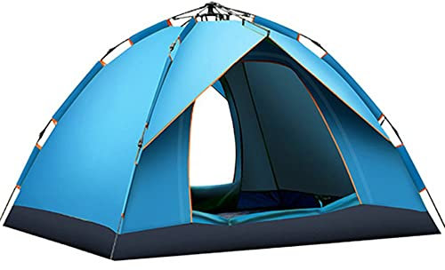 Camping Zelt Automatisches Sofortzelt 2-3 Personen Pop Up Zelt, Doppelschicht Wasserdicht & Winddichte Ultraleichte Kuppelzelt UV Schutz Einfache Einrichtung Für Blue,no mat