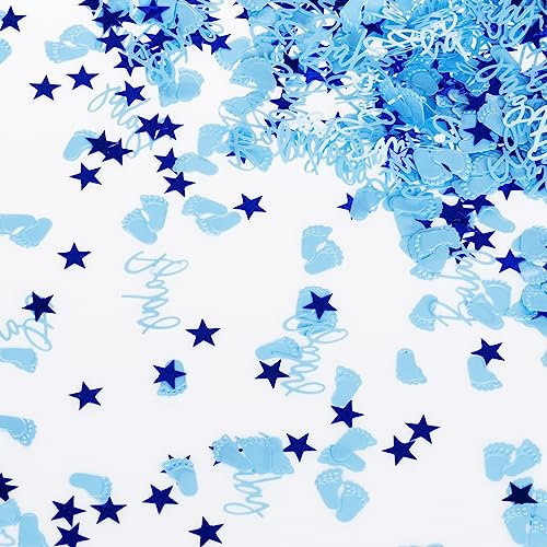 SUSNUAN 30g Baby Shower Confetti Boy Blue, Baby Shower Table Confetti, Baby Shower Table Decorations Baby Boy Confetti for Baby Shower Gender Reveal Birthday Party (A10301)