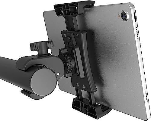 HGLCM Exercise Bike Tablet Holder, Elliptical Treadmill Handlebar Tablet Mount with Non-slip 360 Degree Rotation for iPad Pro Air Mini, Galaxy Tabs, iPhone, More 4-12.9 Cell Phones and Tablets