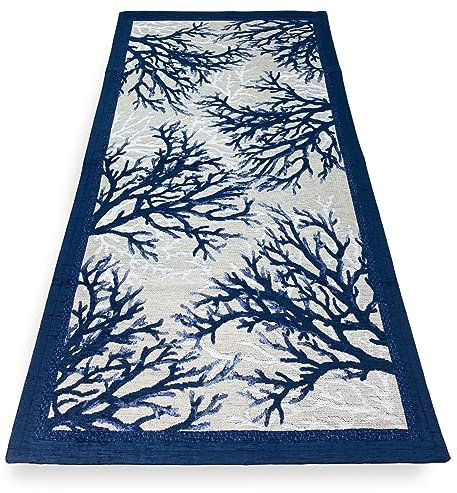 Tex family Rutschfester Teppich Meer Korallen Blau Made in Italy - 55 x 190 cm