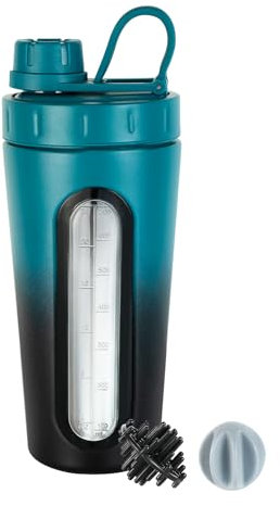 TOOFEEL Shaker Becher für Protein Shakes – 28 oz Edelstahl-Shaker Flasche, bleibt nicht kalt/heiß, Protein Shaker mit sichtbarem Fenster und 2 Shaker-Kugeln, Metall Shaker Flasche für Fitnessübungen