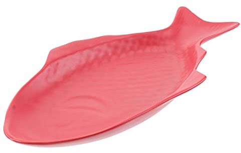 DELURA Keramikteller in Fischform, Fischteller, Porzellan-Servierplatte, dekorative Snack-Aufbewahrungsplatte for die Küche zu Hause, Rot/99 (Color : Red)