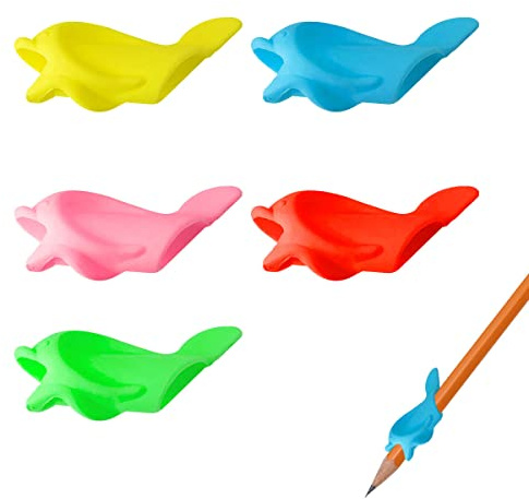 Rumyve Pencil Grips Children's Handwriting, Multicolor Silicone Pencil Grips, 5pcs Soft Grip Pencil Holders for Kids & Adults
