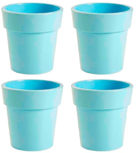 AC - Pack de 4 Macetas con aro Desmontable - Plástico Resistente - Ideal para el Hogar, Plantas, Jardín, Decoración. - Cuidado de Plantas - Forma Redonda - Ø 25 cm - Color: Azul