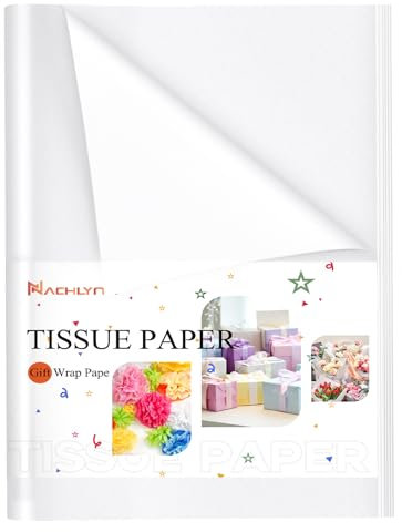 NACHLYNN 100 Blatt Weiß Tissue Paper Bulk 14 x 20 Zoll Geschenkpapier Kunst Seidenpapier Basteln für Geburtstag DIY Festival Feiertage Basteln Geschenke Dekor