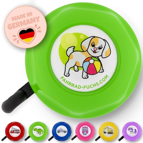 Fahrradklingel Kinder - Hund Grün - Fahrradklingel Kinder Jungen, Klingel Kinderfahrrad, Klingel Laufrad - klingelt laut, einfache Montage