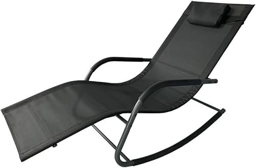 Wohnando Gartenliege Relaxliege mit Kissen Gewebe in schwarz 110 kg Belastung Swingliege Schaukelliege Sonnenliege Liegestuh Emil Schwungliege