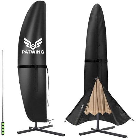 PATWING Housse Parasol Deporte, Housse de Protection en Tissu Oxford 420D, Couverture de Parasol Imperméable, Anti-UV, Housse de Parasol avec Tige 1,9 m à 2,4 m (280-30-81-46cm Modèle amélioré)