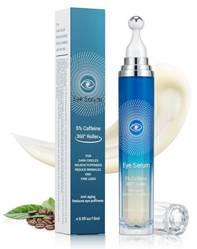 Koffein Augenserum Caffeine Eye Serum mit 360° Massageball Caffeine Eye Enhance Roller Creme Caffeine Eye Roller Serum für Dunkle Kreise und Schwellungen Reduzieren Falten und Feine Linien