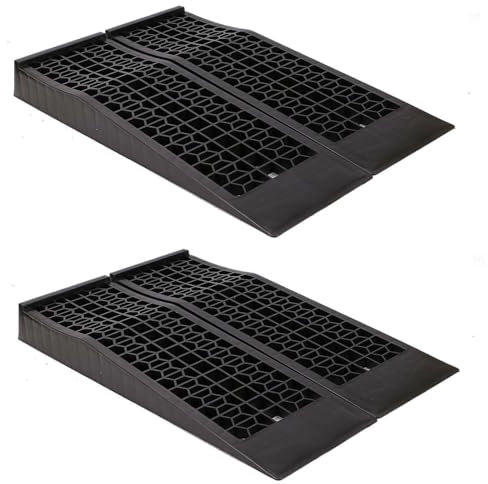 Trintion 4Pcs Heavy Duty Ramp - 3 Ton Capacity, Kerb & Curb Ramp for Home Garage & Workshop, Low Rise Clearance, Wide Car & Van Access