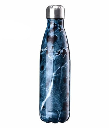 KAV 500ml/18 oz Double Wall Vacuum Insulated Water Bottle with Leak-Proof Design Stainless Steel Cola Shape Keeps Drinks Hot and Cold - for Outdoor Sports, Hiking, Campaigngs (Blue)