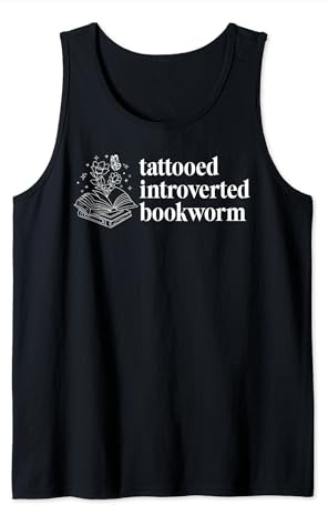Bookish Floral Book Shirt,Tattooed Introverted Bookworm Girl Tank Top