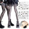 XLZJYIJ Netzstrumpfhose Schwarz Halloween, 2 Paar Netzstrumpfhose Totenkopf Spinnen mit 10 Blätter Spinne Gesichtstattoos, Schwarze Spinnennetz Strumpfhose für Karneval - Karneval Spinnenkostüm Damen