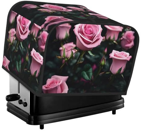 Funda para tostadora con estampado de rosas rosas, cubierta antipolvo para tostadora de pan para tostadora de cuatro rebanadas