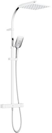 Quadrato Safe Touch Adjustable Thermostatic Rigid Riser Bar Shower Chrome