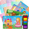 D-FantiX Bastelsets für Kinder, Dot Art Aktivität Kit mit Stempelkissen, DIY Punkt Aufkleber Kunst Bastelaktivität für Jungs Mädchen im Alter von 3 4 5 6 7 8 9 Jahren Partybevorzugungs