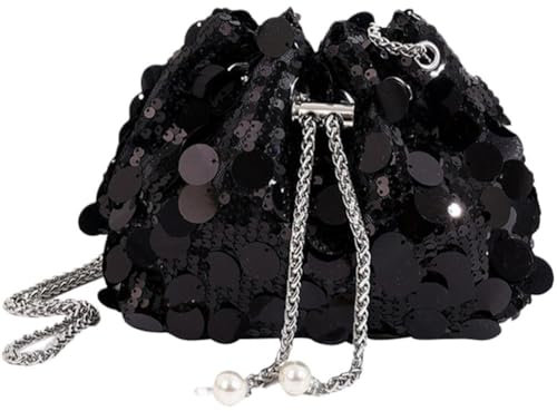 Luxylei Pailletten-Beuteltasche, Modische Handtasche Kordelzug, Schultertasche, Große Kapazität, Umhängetasche, Glänzende, Lässige Tragetasche Für Damen
