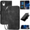 PNATEE Handyhülle für iPhone XR Hülle, Klapphülle Lederhülle Klappbar Brieftasche Tasche Kartenfach Magnet Schutzhülle für iPhone XR, Schwarz