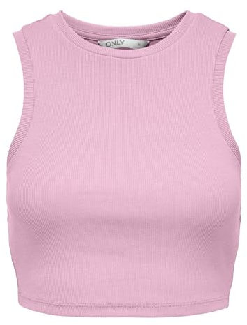 ONLY Onlvilma S/L Cropped Tank Top Jrs Noos Canotta Basic Slim Fit Maniche per Uno Stile Senza Sforzo, Pink Lady, L Donna