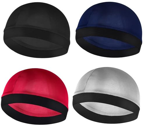 YUXIANLB Seidige Wellenkappe Satin-Seiden-Haarhaube Zum Schlafen Elastisches Band Durags-Wellenkappen Für 360 540 720 Wellen Duschhaube Haarwickelhaube Für Männer Und Frauen 4 Stück