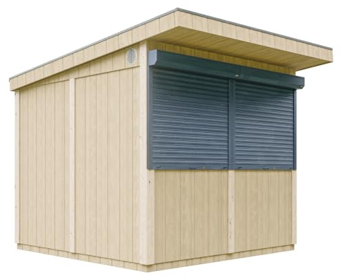 Premium-Außenkiosk - 5,9m² - H240x248x305 cm - Fertig Gartentor, Verkaufsstand, Marktstand, mobiler Bar-Kiosk - LP Smartside Paneelbauweise - Timbela M950