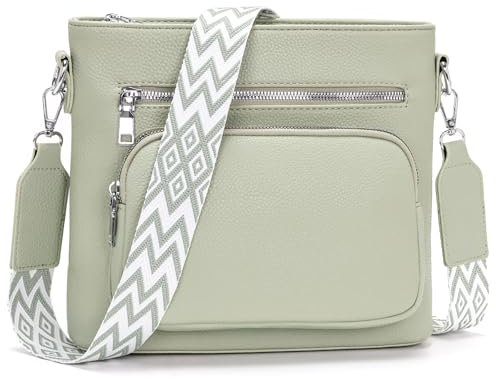 Snmoec handtasche damen mittelgroß umhängetasche damen handy crossbody bag leder PU damentaschen mit breitem gurt handtasche grün