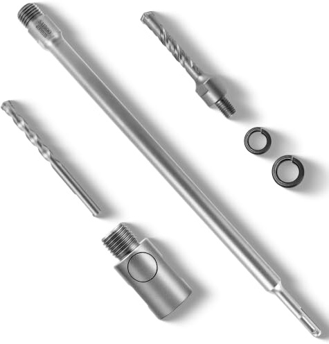 SAIBOO 400mm SDS PLUS Schaft Verlängerung Aufnahmeschaft für Bohrkronen, Rundgriff SDS Plus Schaft, Inklusive Effizienter Betonlochöffner-Umrüstkopf und Zentrierbohrer (Gewinde M22*2,5mm)