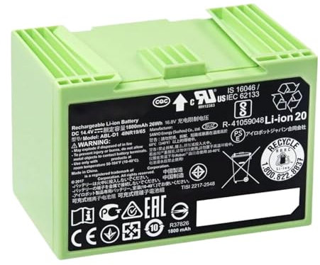 Batteria, Compatibile Con ABL-D1, 14,4 V 5000 MAH Parti Di Ricambio - Batteria Agli Ioni Di Litio, Compatibile Con Roomba, E Serie I Robot Aspirapolvere I3+ I4+ I7+ I8+(1800mAh)