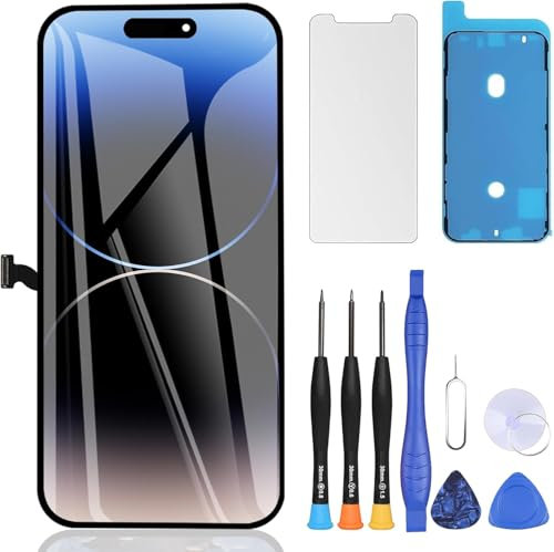ZOETEC Display für iPhone 14 Pro Bildschirm Ersatz 6,1 Zoll LCD Full HD Retina COF 3D Touchscreen Digitizer Montage mit Reparaturwerkzeugen, wasserdichter Klebstoff, gehärtetes Glas