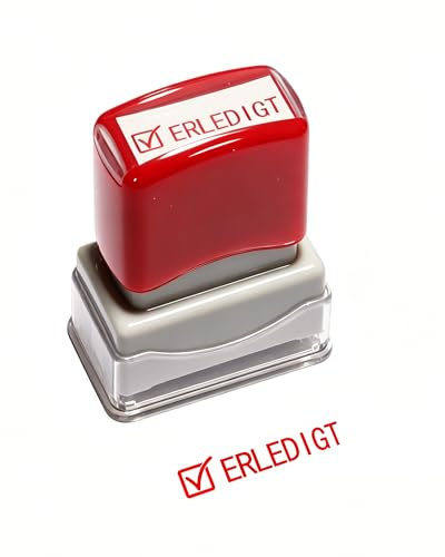 ERLEDIGT Textstempel - Dokumente Selbstfärbender Stempel– Rot | Praktischer Abdruckstempel mit rotem Tinte-Kissen für Buchhaltung, Büro & Arbeitsplatz. Robuste Handhabung im Alltag.