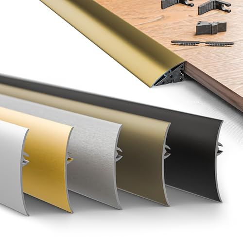 DQ-PP Aluminium Übergangsprofil – 5 in 1 – Silber gebürstet – 37mm – 93cm – Türleiste – Für Bodenbelag, Laminat, Vinyl – Windschutz – 0,93m Übergangsleiste