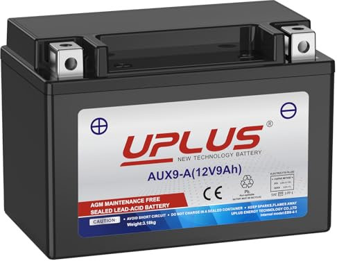 UPLUS AUX9-A Auxiliary Car Battery 12V 9Ah, 120A(EN) Maintenance Free SLA-AGM Backup Batteries, with A type block terminal replacement for EK091