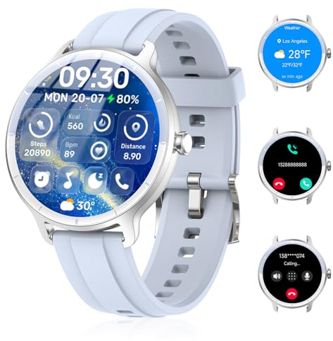 Smartwatch Damen Herren – 1.27 Smart Watch mit Bluetooth Anrufe, WhatsApp/App-Benachrichtigungen, Herzfrequenz, Schlafmonitor, 120+ Sportmodi, IP68 Wasserdicht – Fitnessuhr Kompatibel mit iOS Android