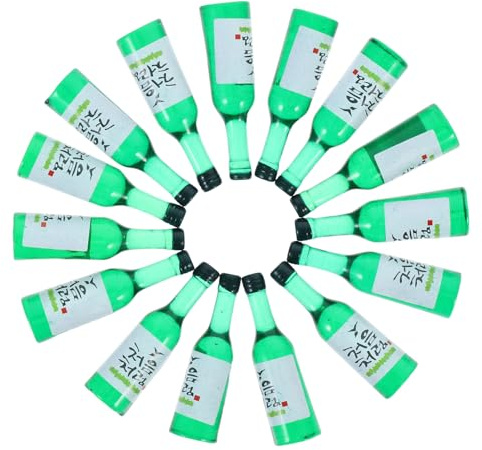 UKCOCO 15 Miniatures Bouteilles de Vin de Riz Coréen en Plastique, Décor Réaliste pour Mini-Maison, Scène Miniature, Lot de 15 Pièces, Accessoires Décoratifs Polyvalents