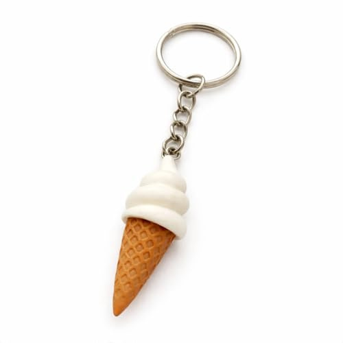 Promotech Eiscreme Schlüsselanhaenger Kunststoff - Minimalistisches Design mit Soft-Eis Motiv - Leichter Taschenanhaenger mit Metallring