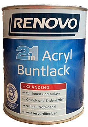 Renovo glänzender Acryl Bunt-Lack in altweiß 2 in 1 Glanzlack 750 ml für innen und außen
