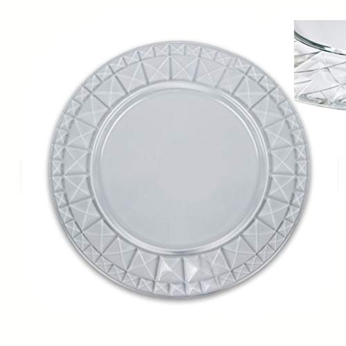 Bajoplato de cristal transparente de 32 cm con decoración (Carrè)
