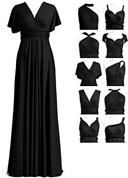 72styles Multiway Bridesmaid Dress, Maxi,Black,One Size
