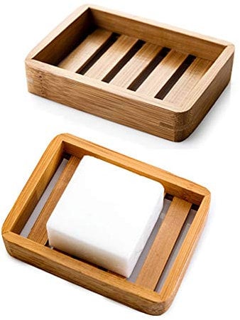 Kaxich 2 Stück Seifenschale Natürlicher Bambus Holz Seifenhalter Seifenkiste Seifenhalterung für Badezimmer Dusche Küche Waschbecken