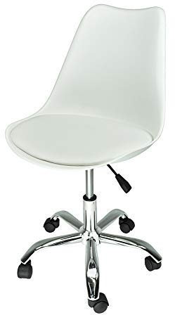 Sedia da Ufficio Girevole, Sedia da scrivania Bianca con rotelle MOD. Sally