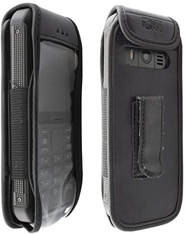 caseroxx Leather-Case with belt clip compatible with Nokia 800 Tough made from genuine leather, Pouch with belt clip and viewing window in black
