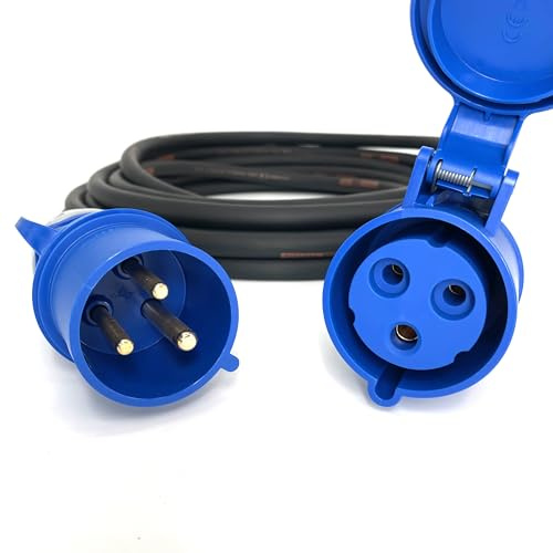 Cinemattag LX 32 Amp 3 Pin 240V IP44 Single Phase Extension Lead - Blue - 6mm² Heavy Duty Industrial H07RN-F Rubber Cable - 32A 1PH HO7 (5 Metre)