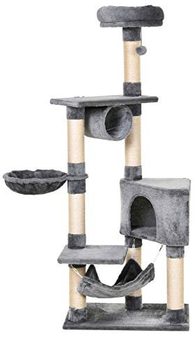 PawHut Cat Tree for Indoor Cats Condo Tower Multi-level Height 150CM Kittens Activity Stand House with Toys & Various Scratching Posts