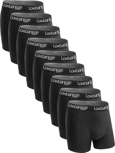Lowbangge Boxershorts Herren Baumwolle 9er Pack, Komfort & atmungsaktiv | Unterhosen Männer Baumwolle, Mit 3D-Schnitt, Ohne Aufrollen, Enge im Schritt vermeiden, Perfekt für täglichen Gebrauch